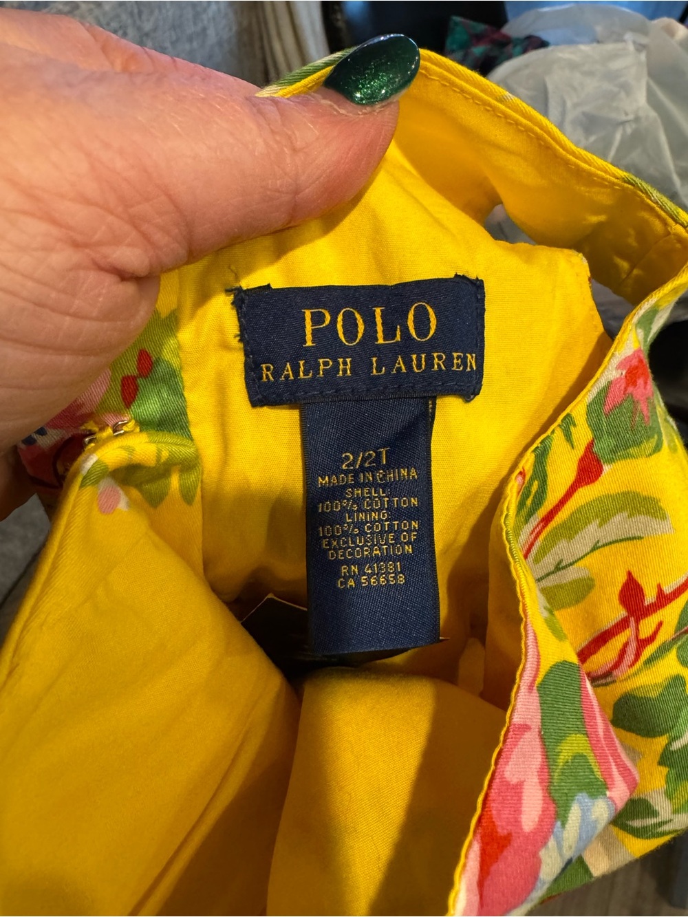 Polo Ralph Lauren Girls Yellow Floral Dress 2T New Designer - Picture 3 of 3